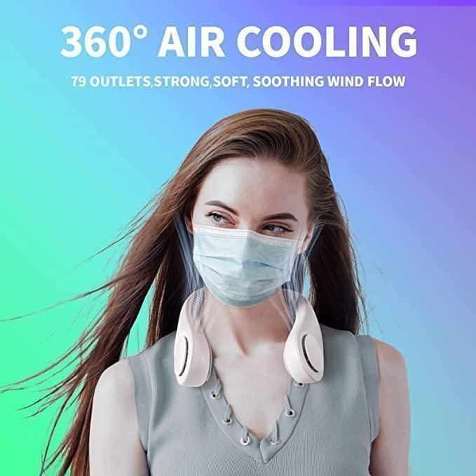 KIDEE Neck Fan, Portable Bladeless Neck Fans, Upgrade 360° Airflow, Super Quiet, 3 Speeds, 4000mAh Personal Wearable Neck Fan, Upgraded Cooling Air Volume USB Rechargeable Hands Free Fan